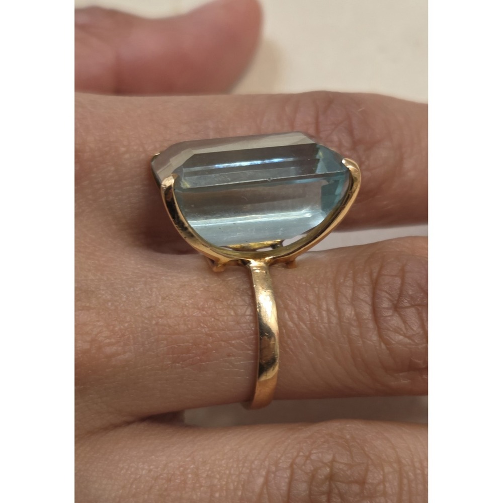 1950s-60s  14k Yellow Gold Maximino Emerald‎ Cut Cocktail Ring Size 7 Brazilian - Picture 3 of 13